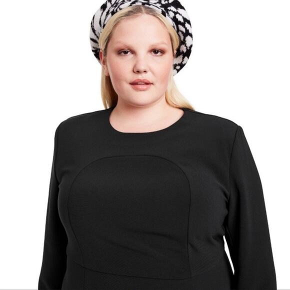 Sergio Hudson X Target Dress Black Strong Shoulder Long Sleeve Midi Plus Size 2X - Picture 4 of 13